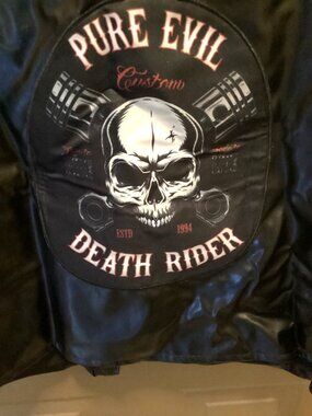 Black P/U Biker Vest*Live To Ride*Pure Evil Death Rider*Skull*Halloween*S/M*NWOT